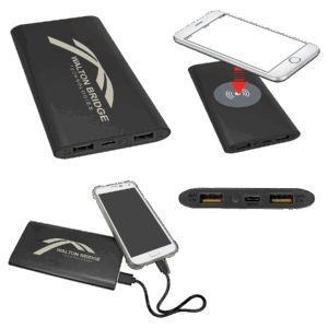 Black 8000MAH Power Bank & Wireless Anodized Aluminum Charger with USB-C Cord