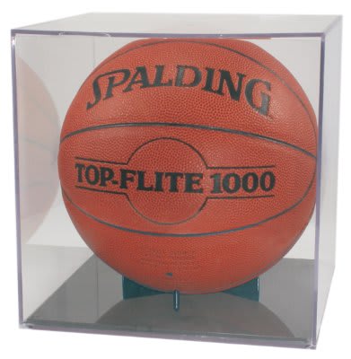 Clear Basketball/Soccer BallQube Display Case with Grandstand Holder