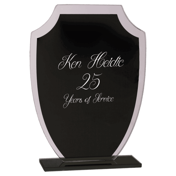 6 1/2" Black Shield Reflection Glass Award