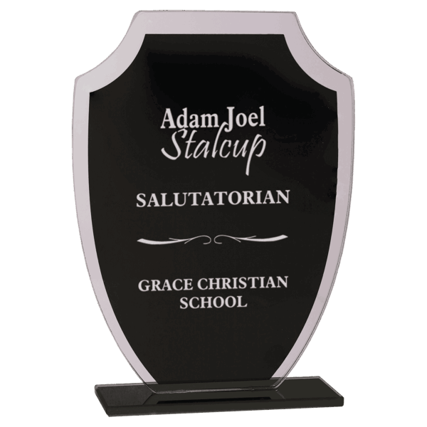 7 1/4" Black Shield Reflection Glass Award