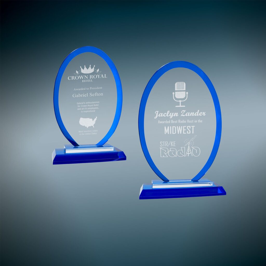 Oval Blue Regal Glass Sample Set