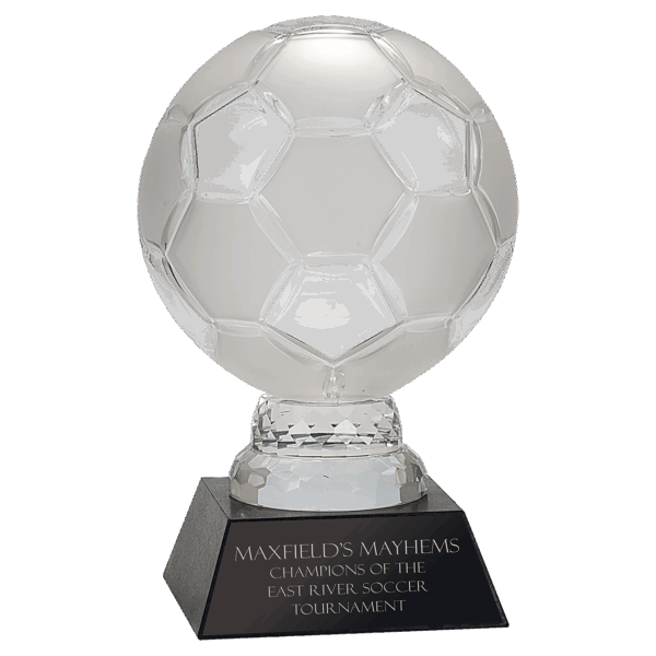 12" Glass Soccer Ball with Marble Base