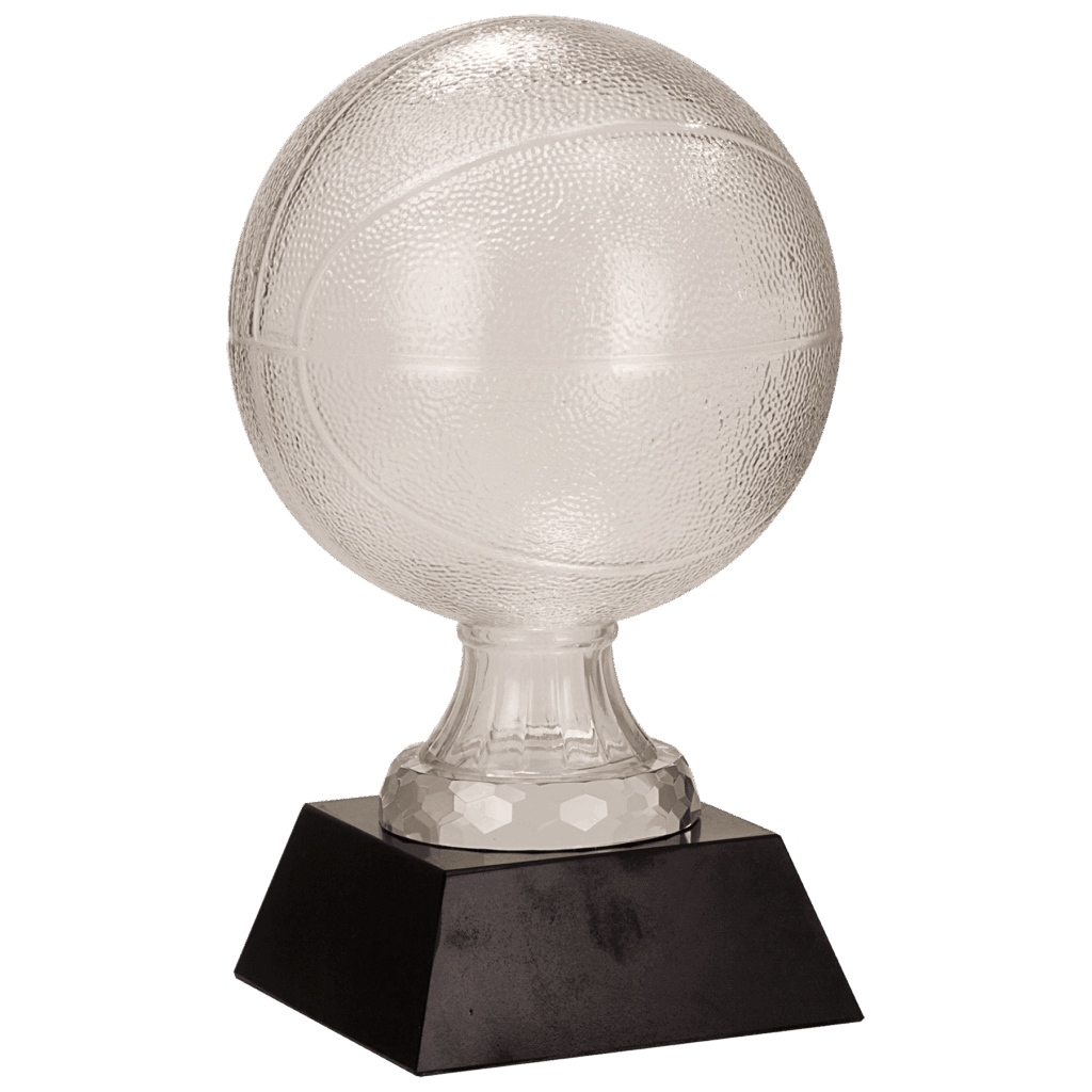13" Glass Basketball with Black Marble Base