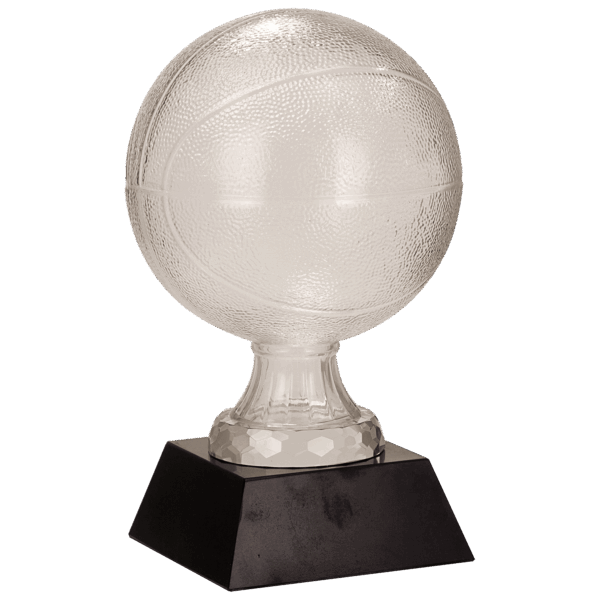 13" Glass Basketball with Black Marble Base