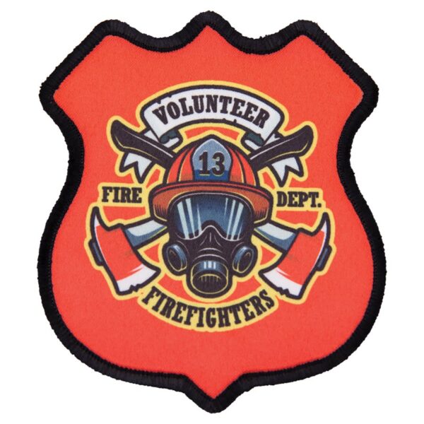 3" x 3 1/2" 4-Point Shield Sublimatable Patch with Adhesive & Black Border