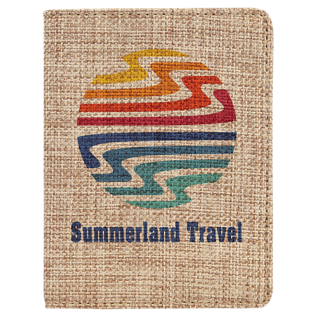 4 1/4" x 5 1/2" Sublimatable Burlap Passport Holder