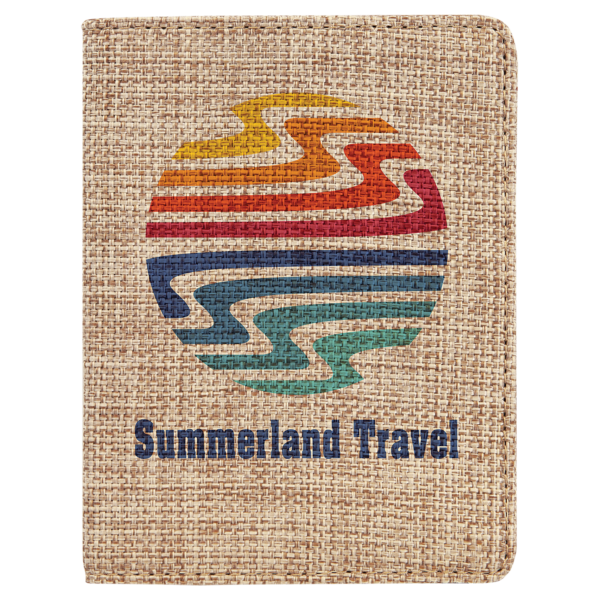 4 1/4" x 5 1/2" Sublimatable Burlap Passport Holder