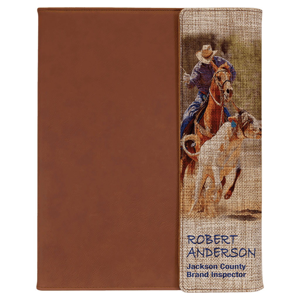 9 1/2" x 12" Rawhide with Sublimatable Burlap Portfolio with Notepad