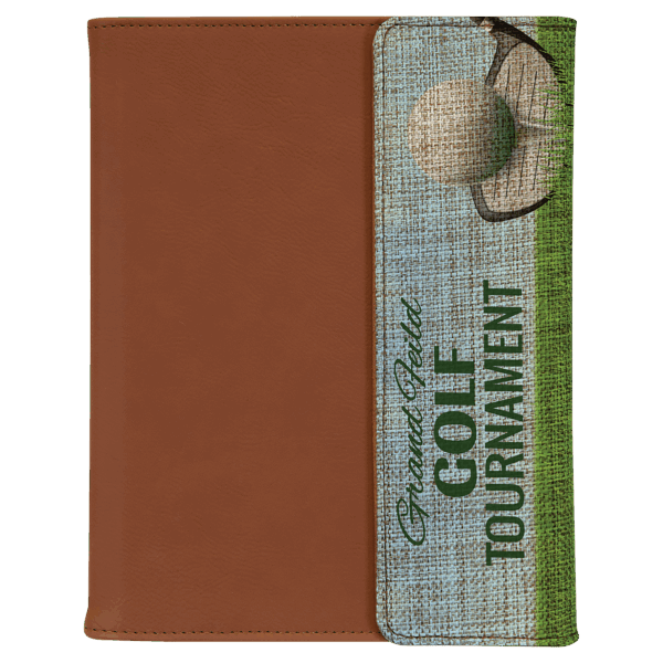 7" x 9" Rawhide Sublimatable Burlap Portfolio with Notepad