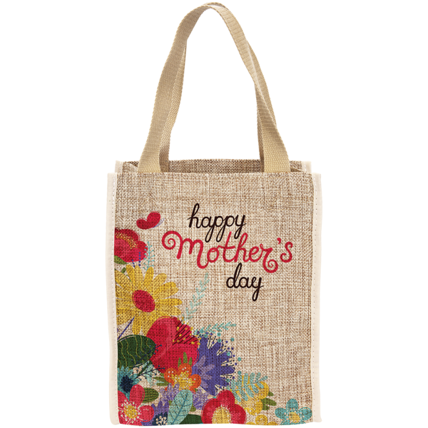 8" x 10" Burlap Sublimatable Gift Bag with 3" Gusset