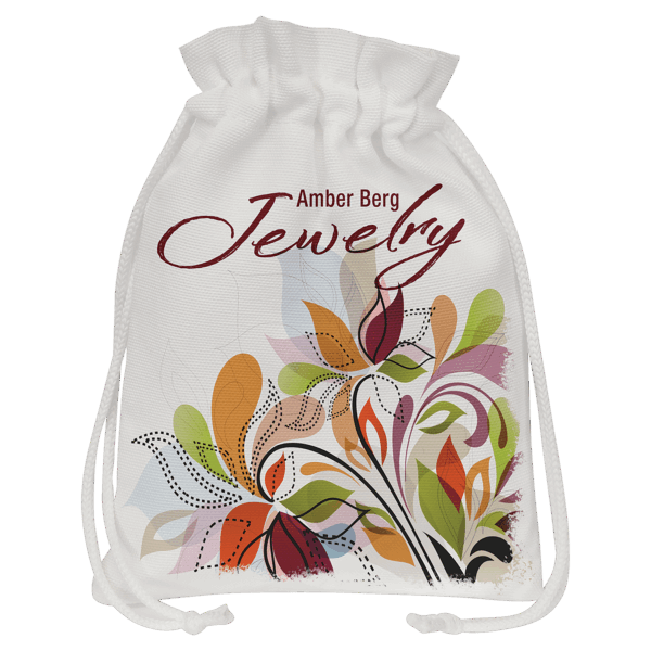 6 1/4" x 9" White Canvas Drawstring Bag