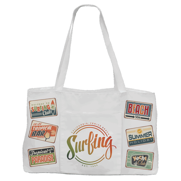 19" x 12" White Canvas Bag with 5" Rawhide Laserable Leatherette Gusset