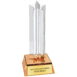 6 3/4" Gold Star Column Acrylic with Gold Base