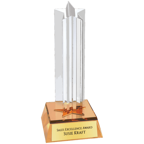 6 3/4" Gold Star Column Acrylic with Gold Base