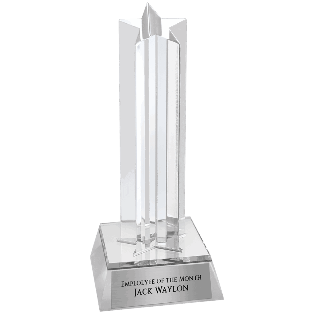 6 3/4" Silver Star Column Acrylic with Silver Base