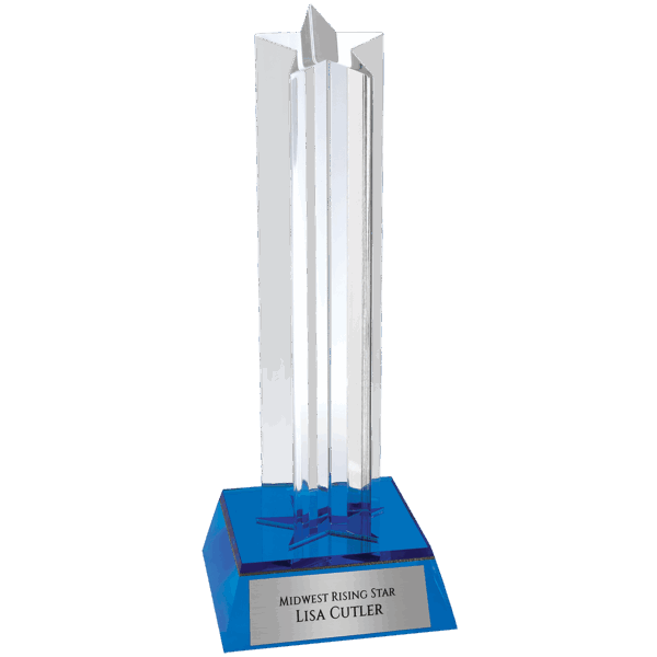 7 1/2" Blue Star Column Acrylic with Blue Base