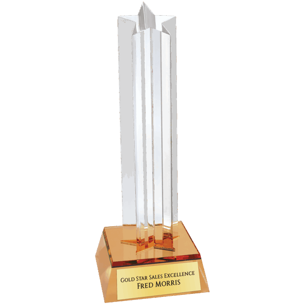 7 1/2" Gold Star Column Acrylic with Gold Base