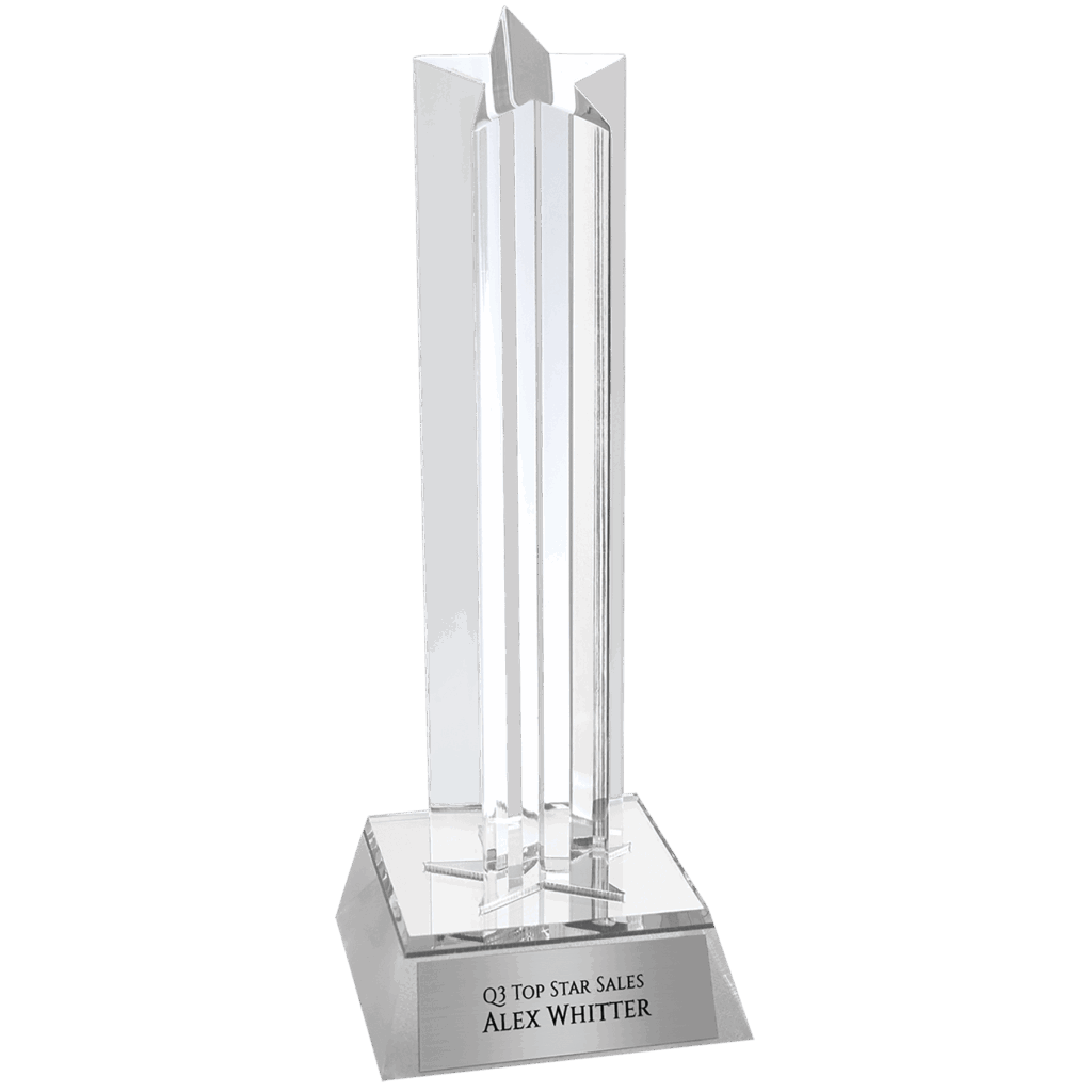7 1/2" Silver Star Column Acrylic with Silver  Base