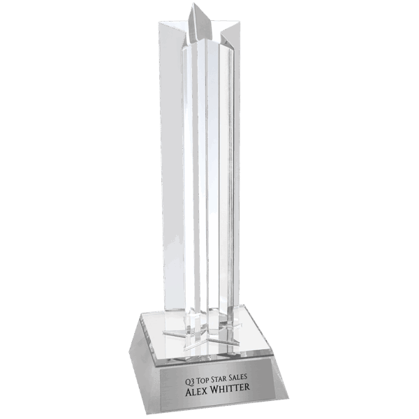 7 1/2" Silver Star Column Acrylic with Silver  Base