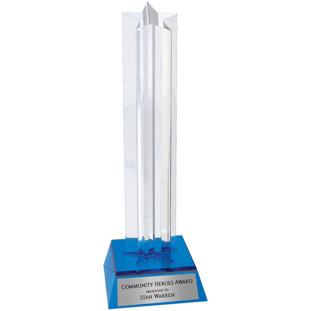 8 1/2" Blue Star Column Acrylic with Blue Base