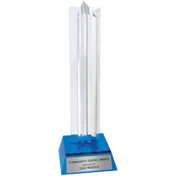 8 1/2" Blue Star Column Acrylic with Blue Base