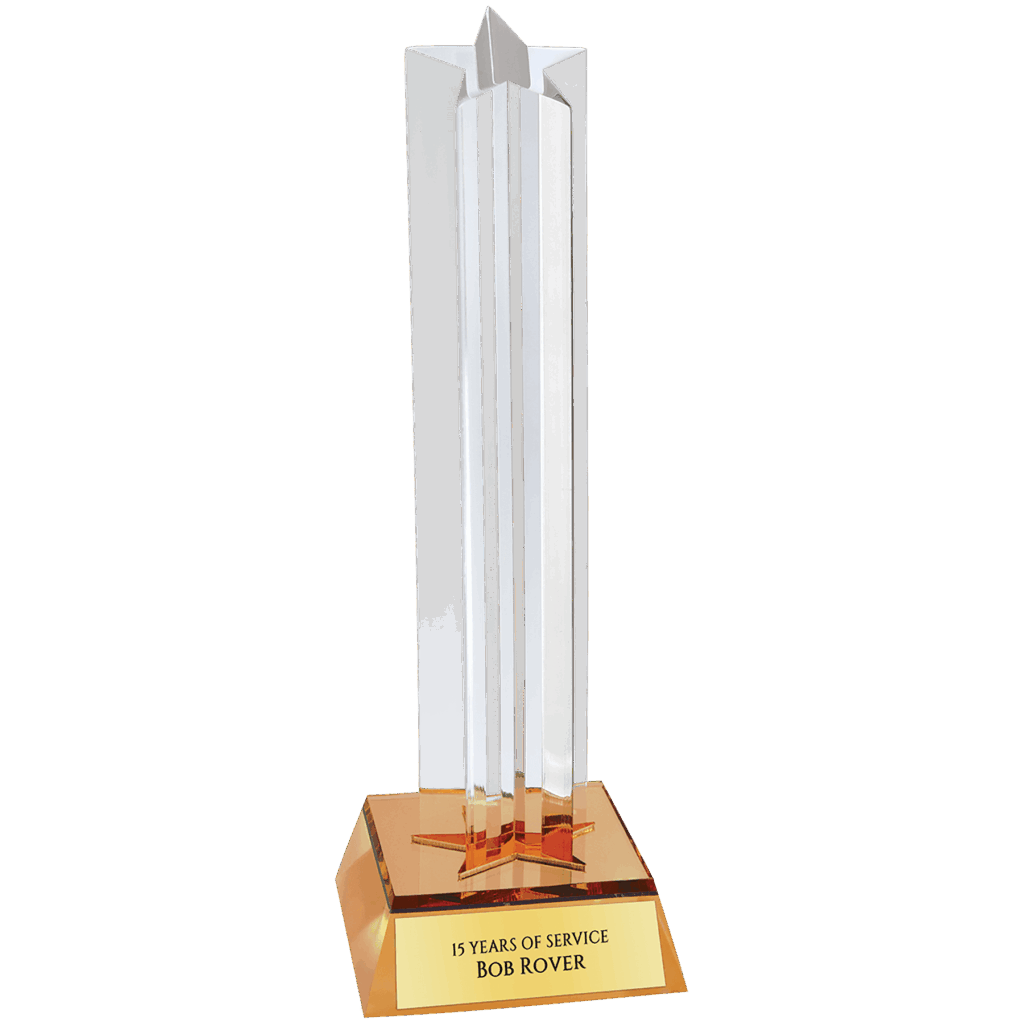 8 1/2" Gold Star Column Acrylic with Gold Base