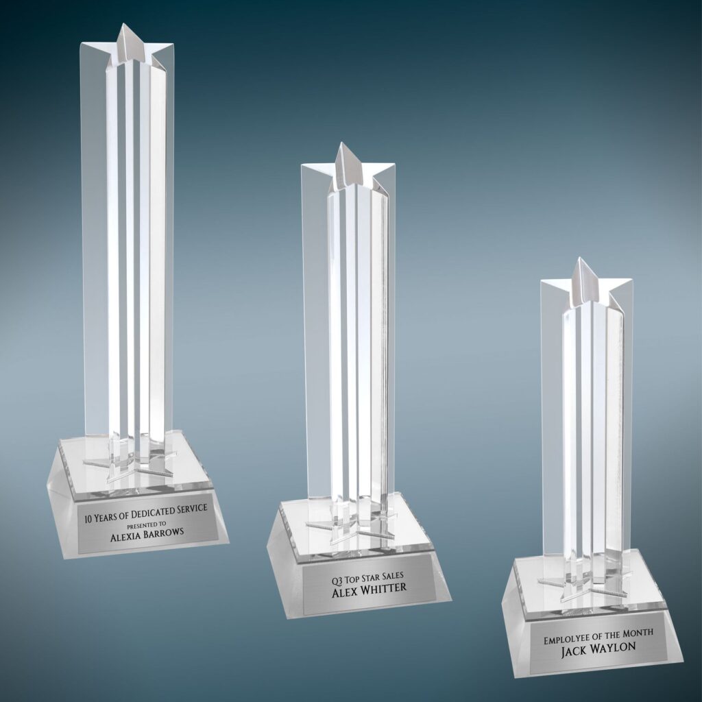Silver Star Column Acrylic with Silver Base Sample Set
