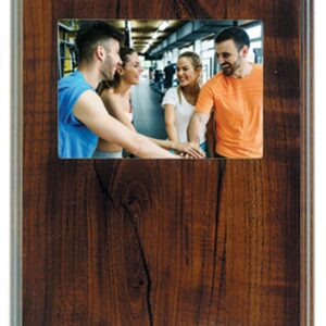 7" x 9" Cherry Finish Slide-In Frame Plaque with 5" x 3 1/2" Window