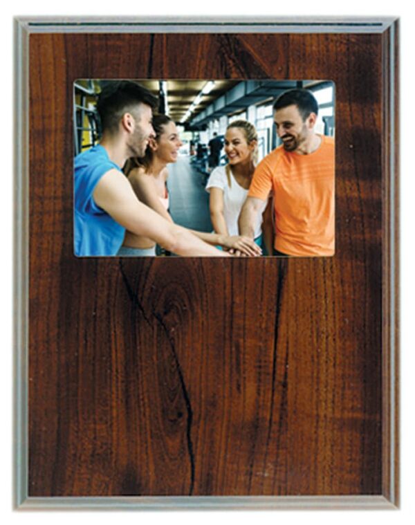 7" x 9" Cherry Finish Slide-In Frame Plaque with 5" x 3 1/2" Window