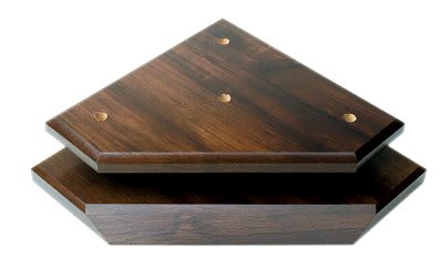 9 3/4" x 9 3/4" x 3/4" Cherry Finish Slant Front 3-Post Set