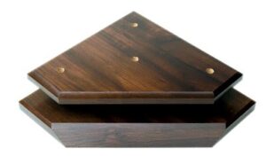 9 3/4" x 9 3/4" x 3/4" Cherry Finish Slant Front 3-Post Base