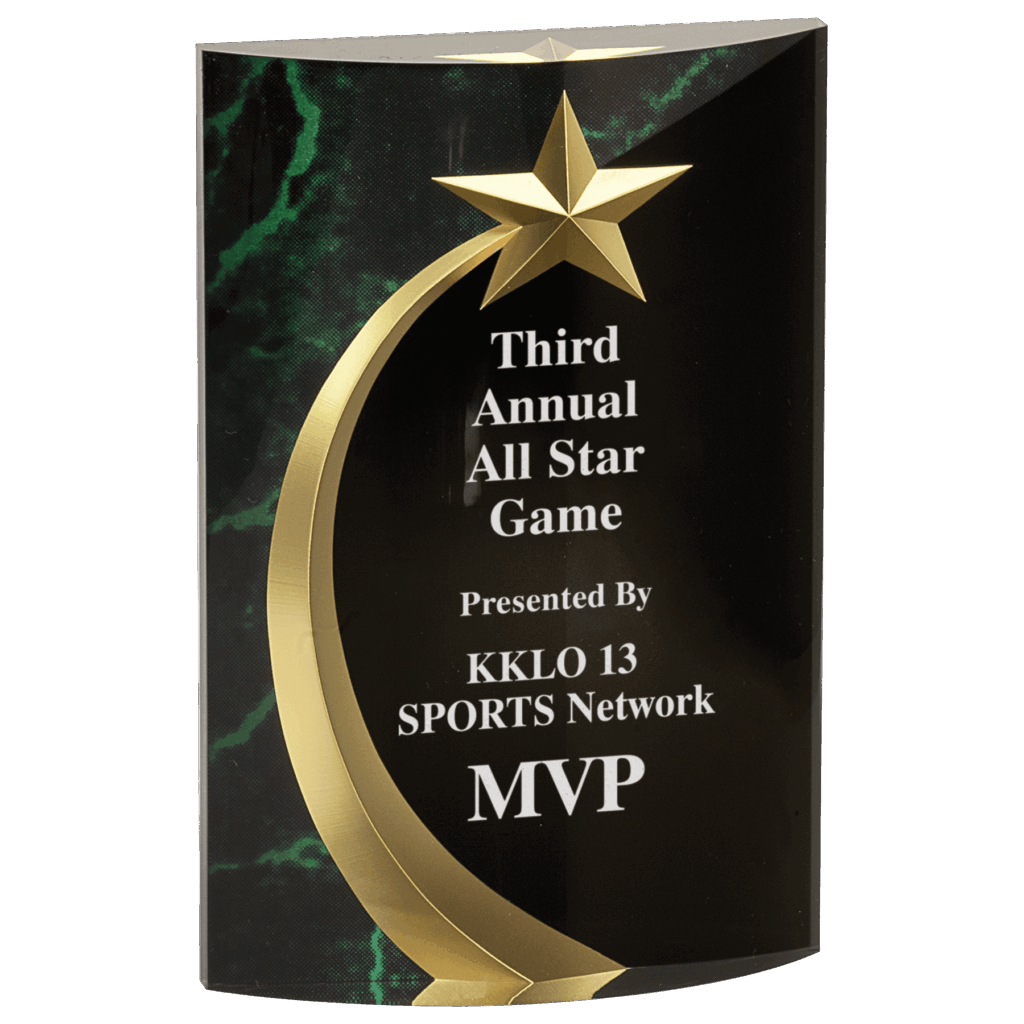 6 3/4" Green Marble Rounded Shooting Star Acrylic