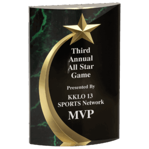 6 3/4" Green Marble Rounded Shooting Star Acrylic