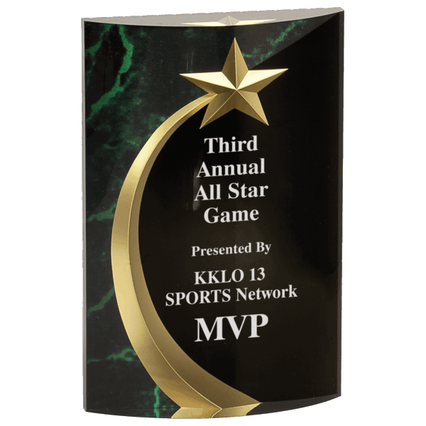 6 3/4" Green Marble Rounded Shooting Star Acrylic