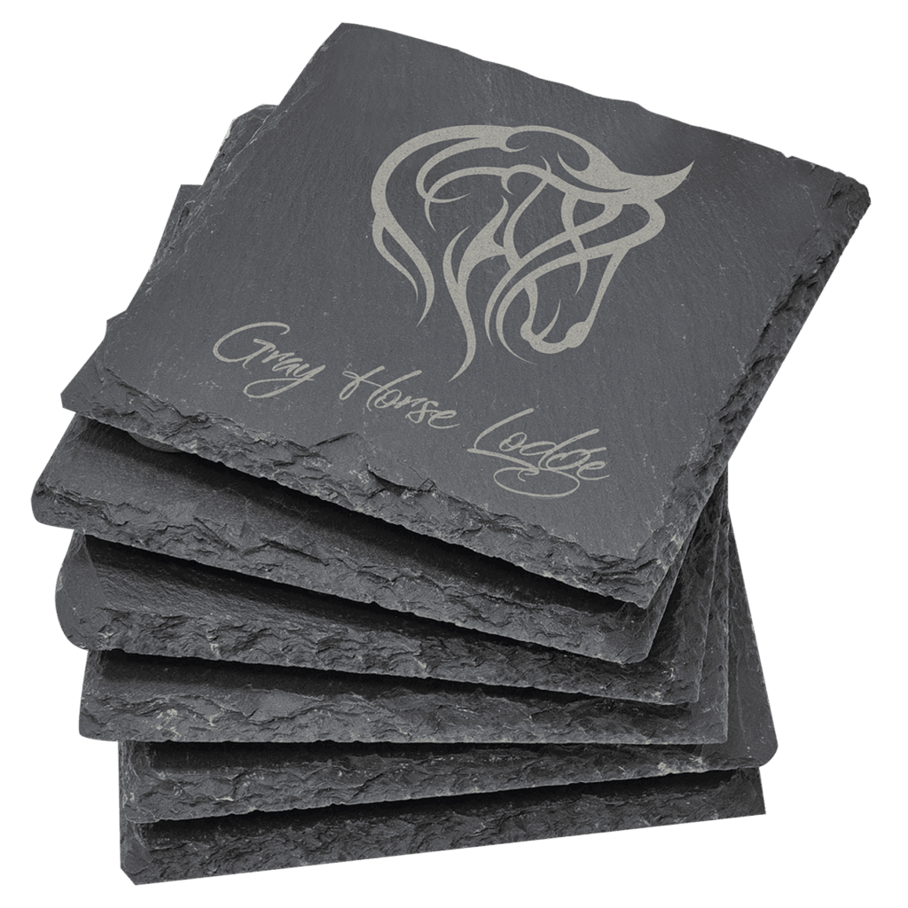 4" x 4" Square Slate Coaster Set-6 Piece