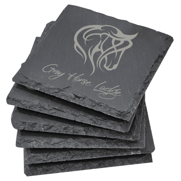 4" x 4" Square Slate Coaster Set-6 Piece