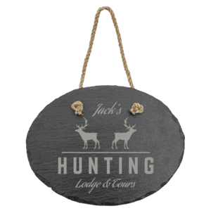 7 3/4" x 6" Oval Slate Decor with Hanger String
