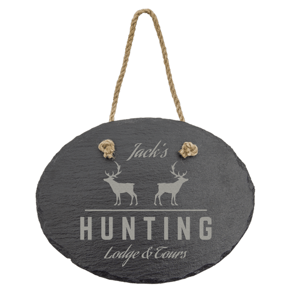 7 3/4" x 6" Oval Slate Decor with Hanger String