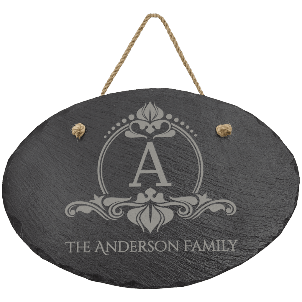 11 3/4" x 7 3/4" Oval Slate Decor with Hanger String