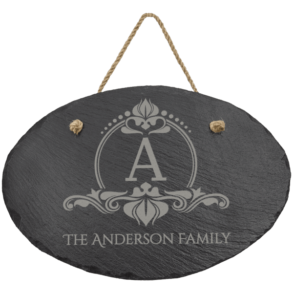11 3/4" x 7 3/4" Oval Slate Decor with Hanger String