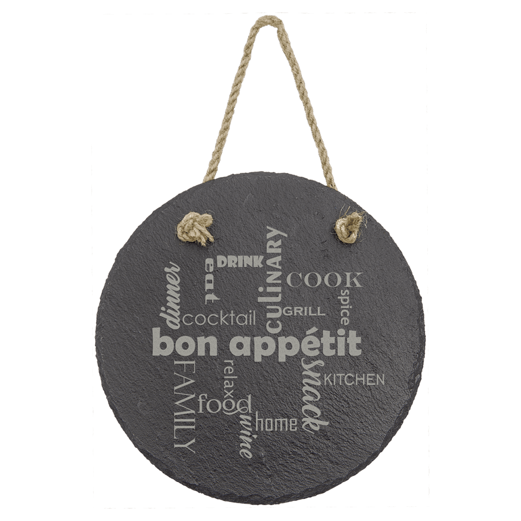 7" Round Slate Decor with Hanger String
