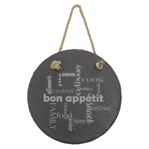 7" Round Slate Decor with Hanger String