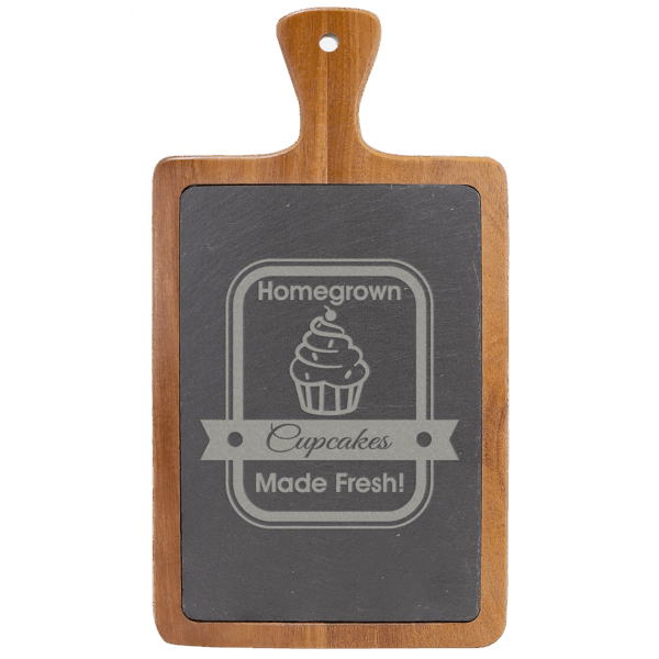 13 1/4" x 7" Acacia Wood/Slate Cutting Board