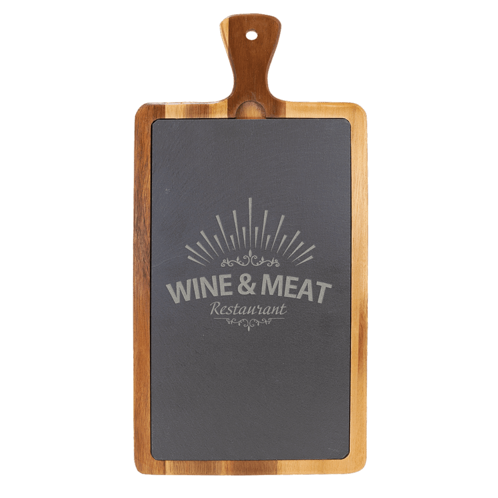16" x 7 3/4" Acacia Wood/Slate Cutting Board