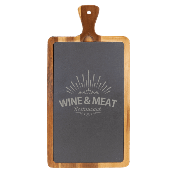16" x 7 3/4" Acacia Wood/Slate Cutting Board