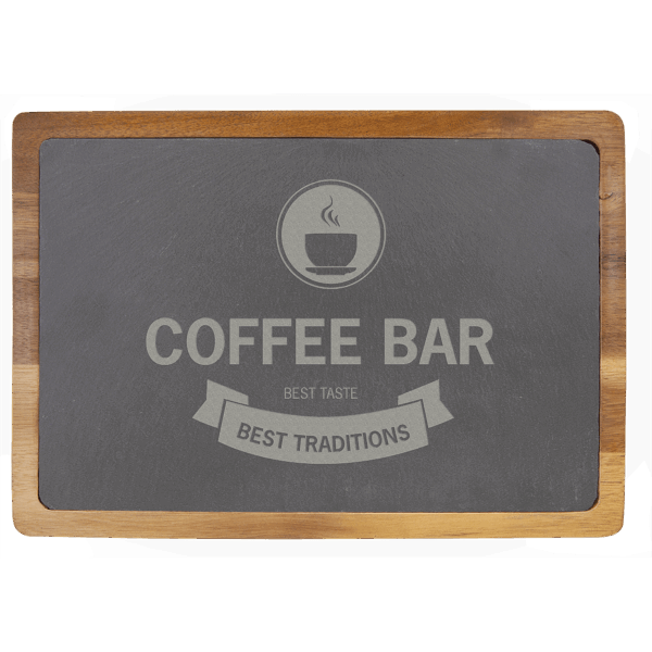 13" x 9" Acacia Wood/Slate Cutting Board