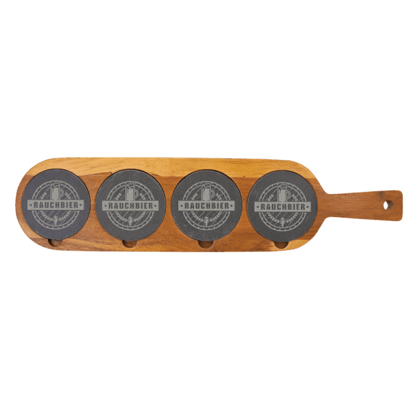 18 1/2" x 4 1/4" Acacia Wood/Slate Serving Board