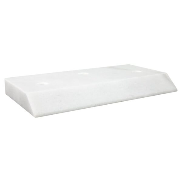 3 5/8" x 7" 3 Hole Countersunk White Slant Front Trophy Marble
