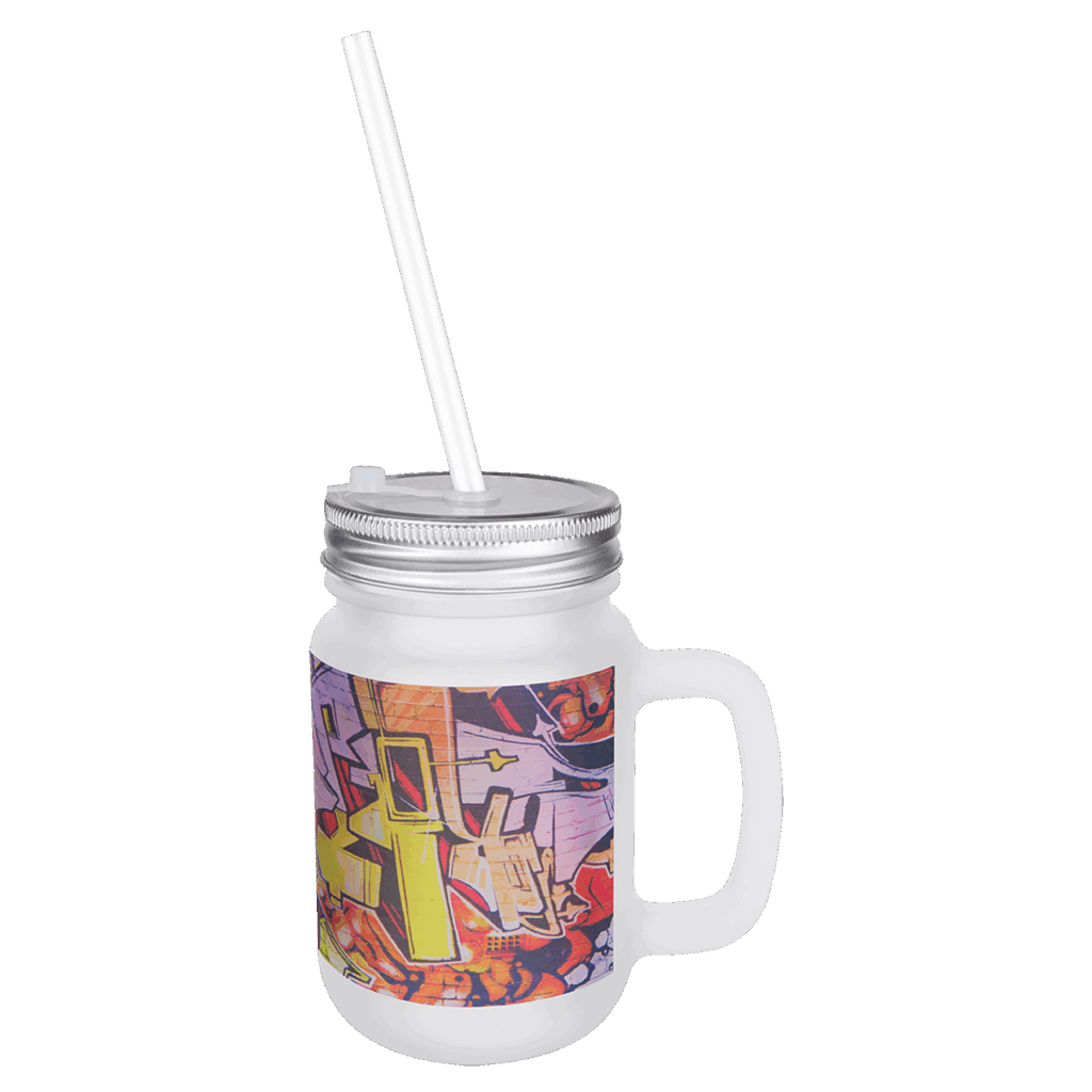 12 oz. Sublimatable Frosted Mason Jar with Lid & Straw