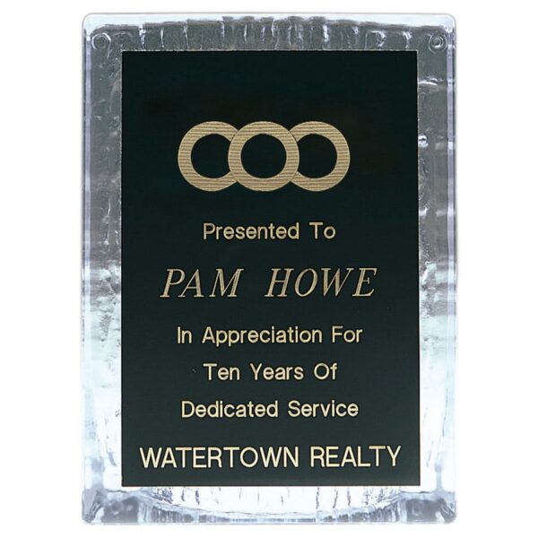 4 1/2" x 6" Clear Sculpted Ice Standing Plaque